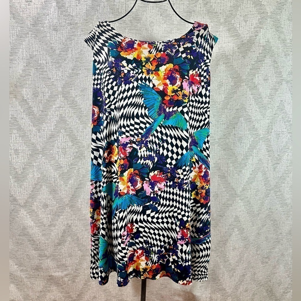 Nikki Poulos alice in wonderland checkered printed tunic size 3X